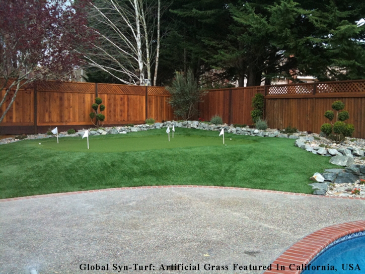 Artificial Grass Installation Grayson, California Backyard Putting Green, Backyard Design